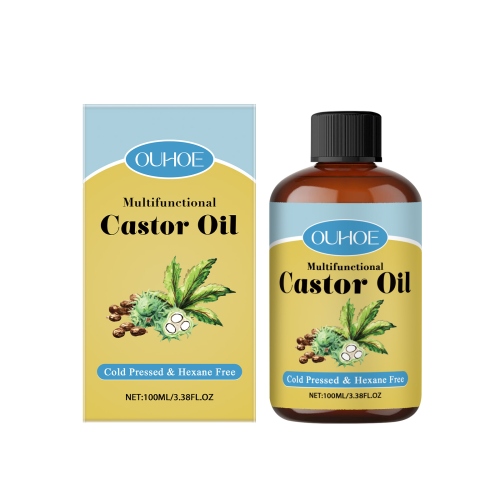 OUHOE Organic Castor Oil: Moisturizes and Hydrates Hair, Eyebrows, Skin, and Body with Multi-Effect Care for Gentle Massage.