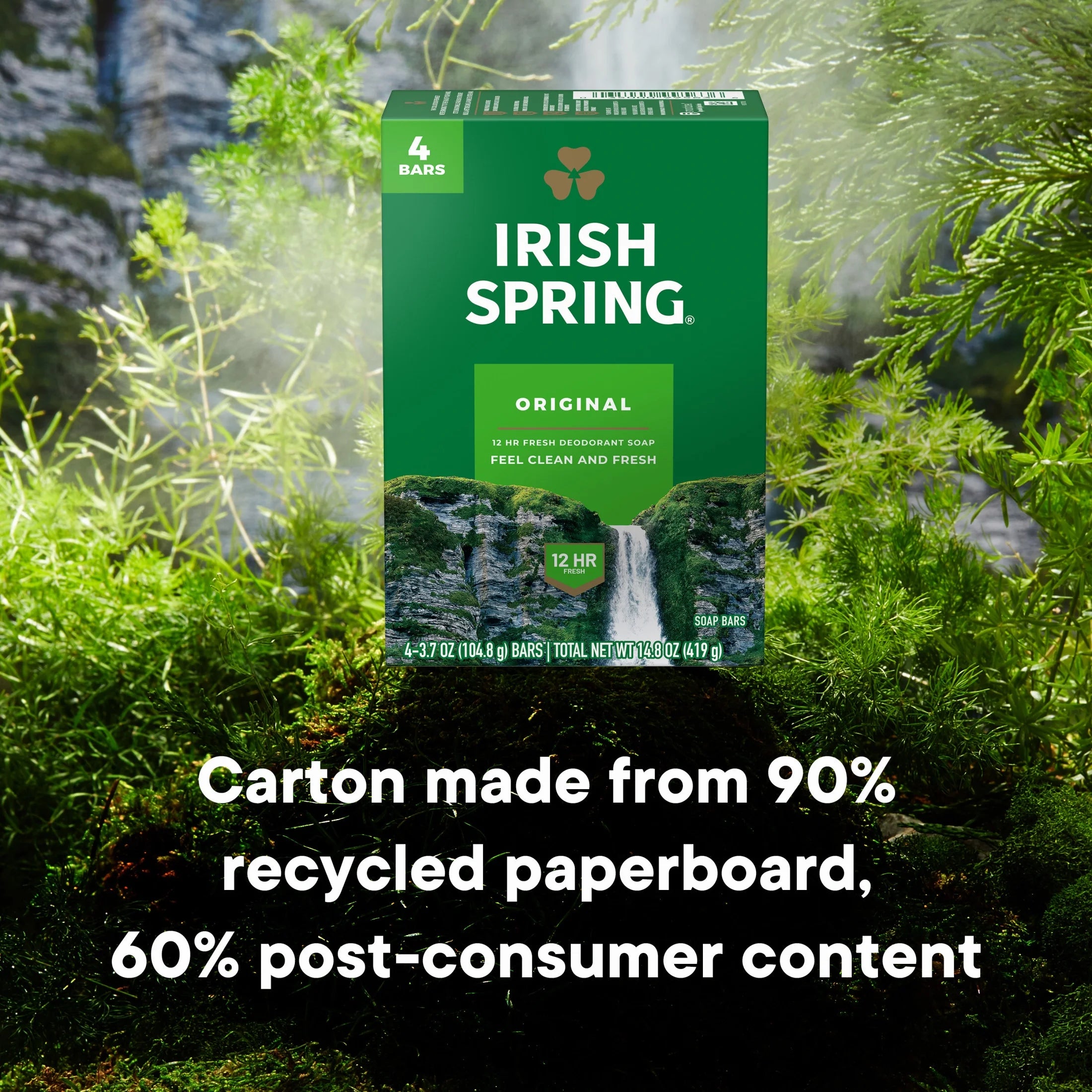 Original Deodorant Bar Soap for Men, with Flaxseed Oil, 3.7 Oz Bar (4 Pack)