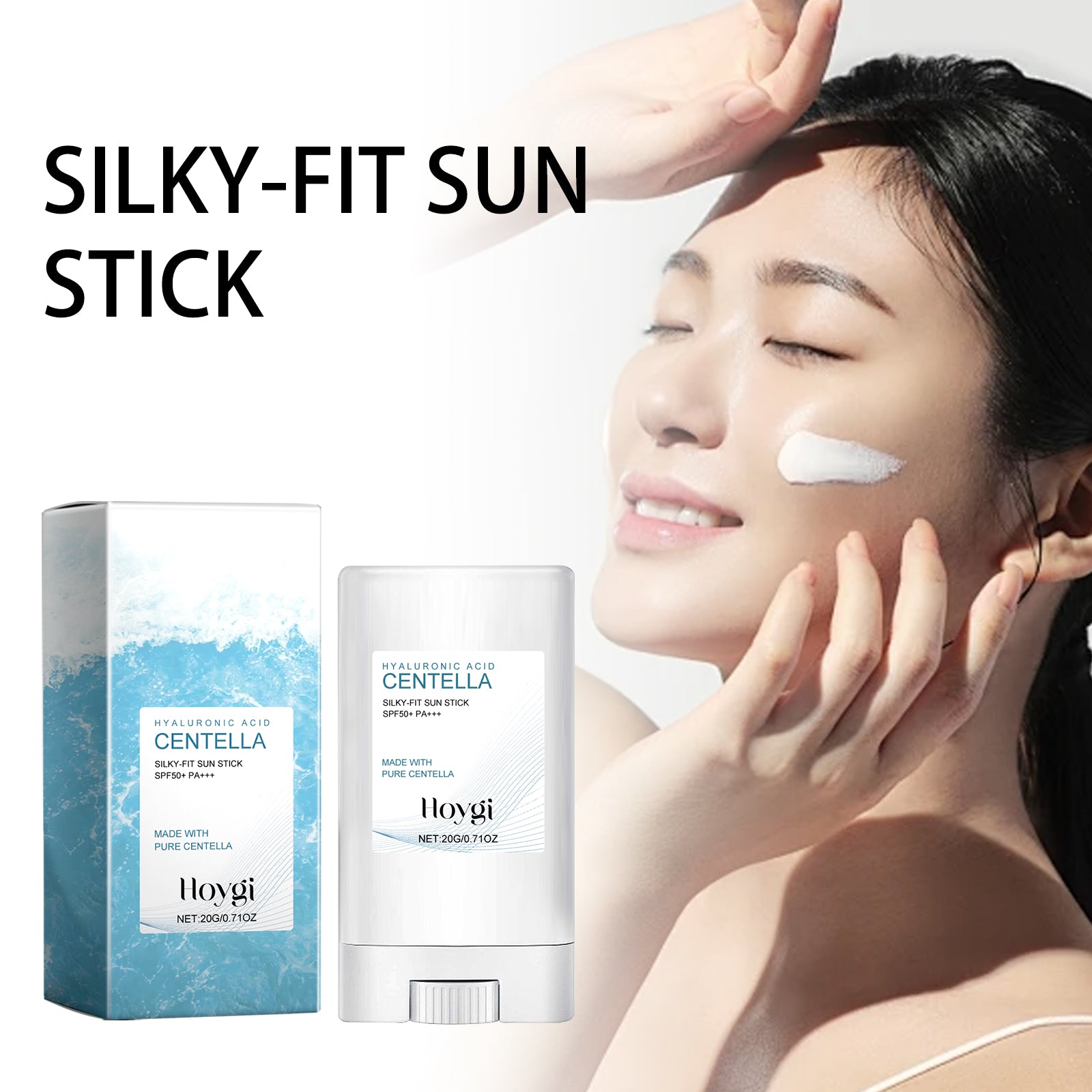 Hoygi Hyaluronic Acid Sunscreen Stick provides gentle moisturizing and UV protection, specifically designed for sunburned and reddened skin.