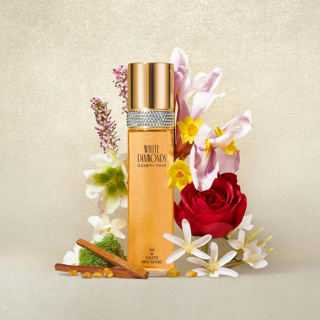 Experience the Timeless Elegance of Elizabeth Taylor's White Diamonds Eau de Toilette - Long-Lasting Floral Fragrance for Women, 3.3 Fl Oz