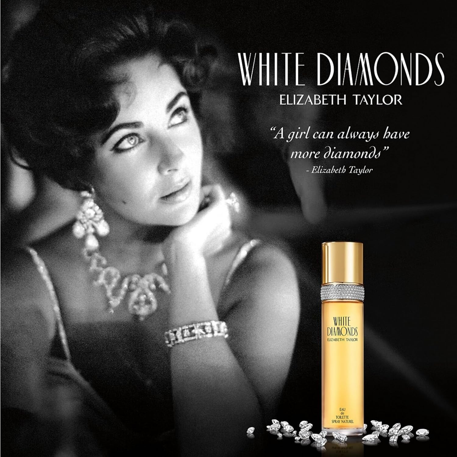 Experience the Timeless Elegance of Elizabeth Taylor's White Diamonds Eau de Toilette - Long-Lasting Floral Fragrance for Women, 3.3 Fl Oz