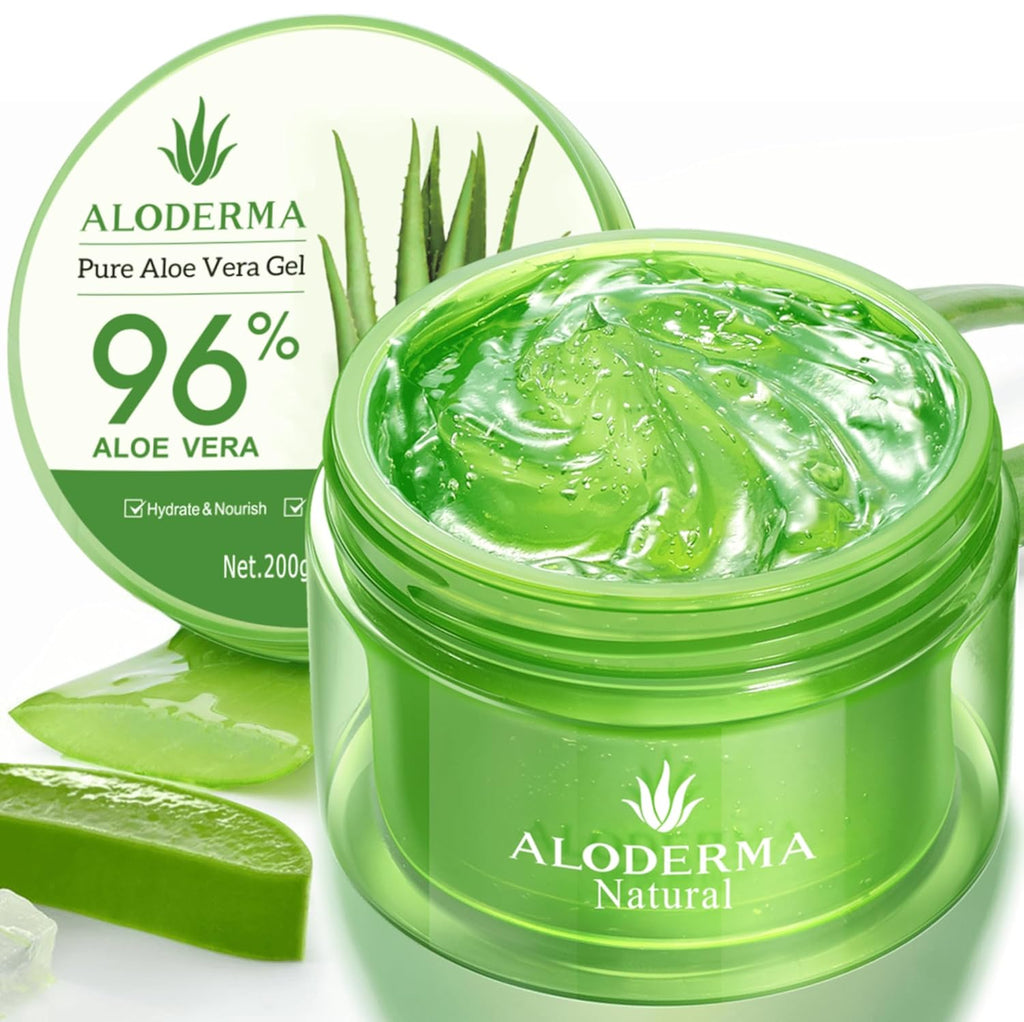 Aloe Vera Gel Made within 12 Hours of Harvest with 96% Pure Organic Aloe Vera for Skin, Scalp, & Hair, Soothing Aloe Face Moisturizer, Multipurpose, Hydrating Aloe Gel, 7.05Oz