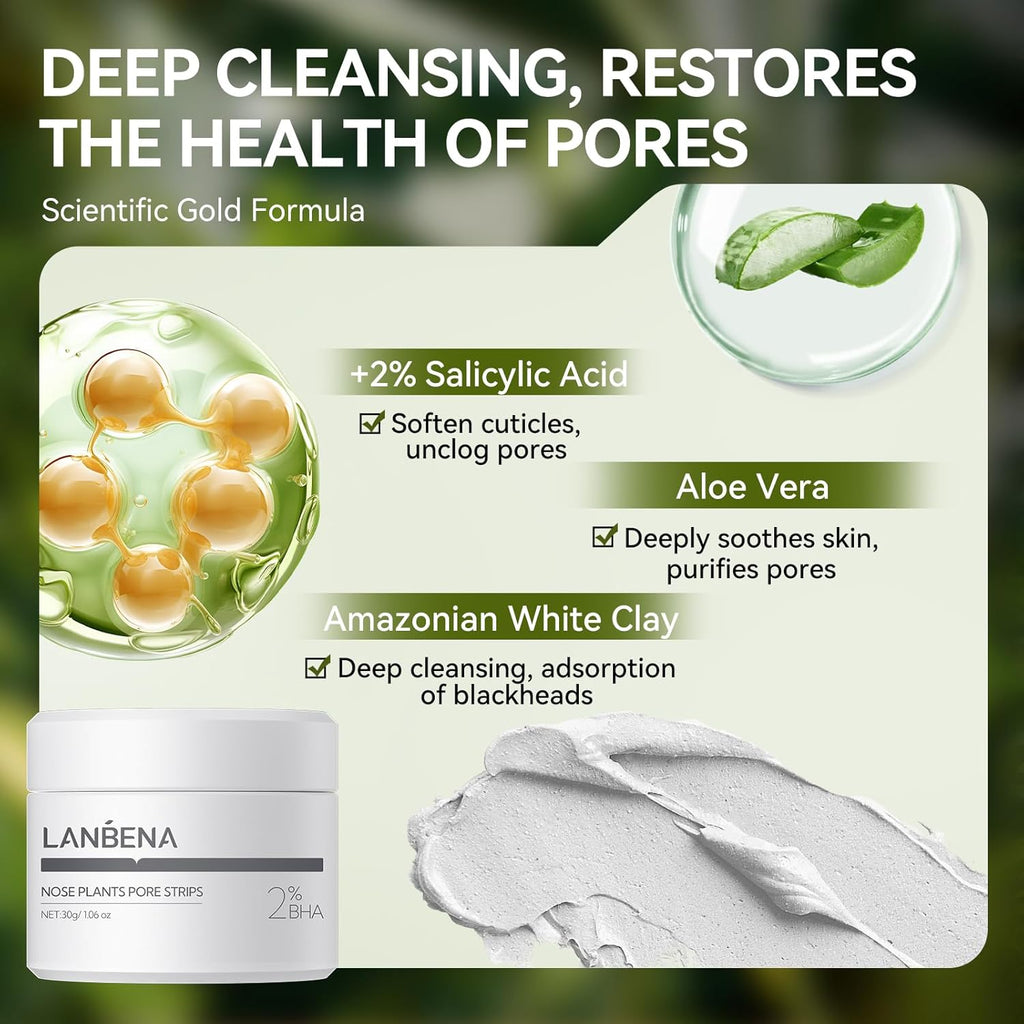 Revitalize Your Skin with LANEBNA Blackhead Remover Nose Pore Strips - 60 Deep Cleansing Strips for All Skin Types