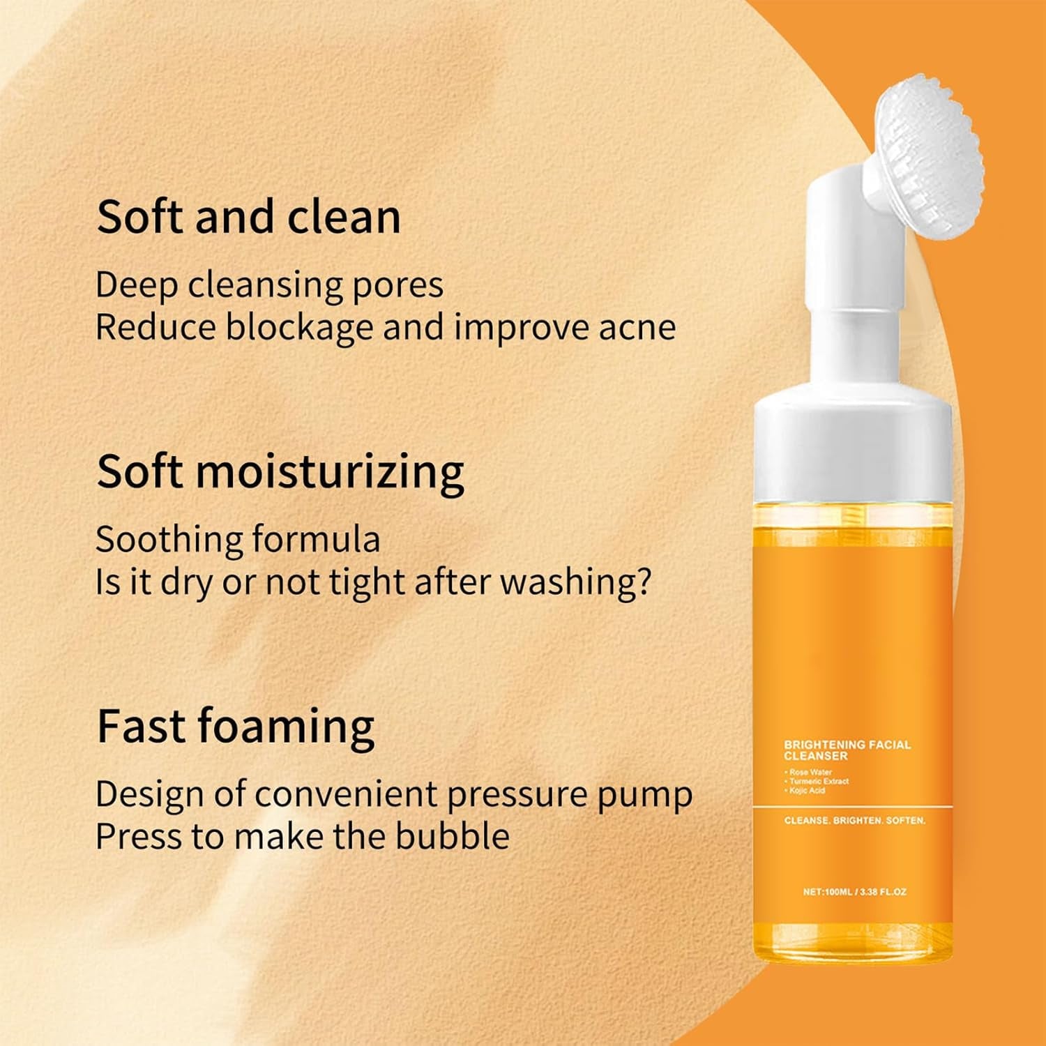 Turmeric Acid Foaming for Deep Cleansing, Hydrating and  Skincare Facials Wash Suitable for All Skin types 1PCS (1)