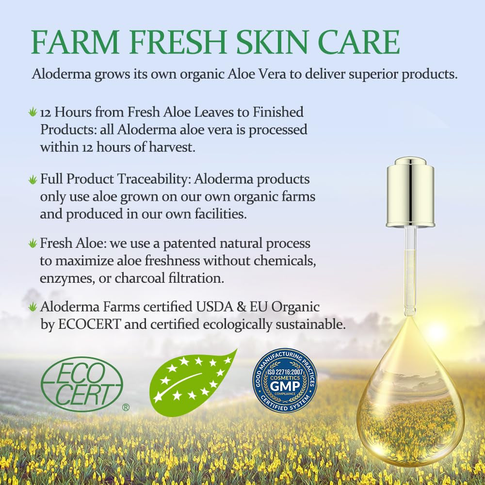 Aloe Vera Gel Made within 12 Hours of Harvest with 96% Pure Organic Aloe Vera for Skin, Scalp, & Hair, Soothing Aloe Face Moisturizer, Multipurpose, Hydrating Aloe Gel, 7.05Oz