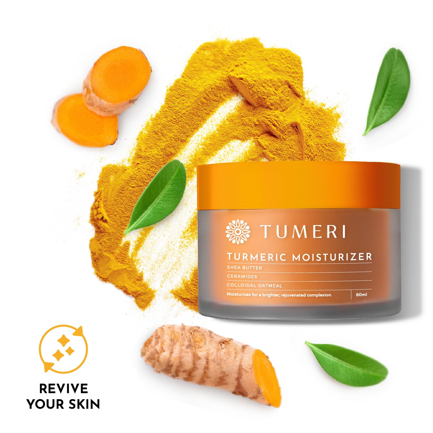 Nourishing Turmeric Moisturizer Cream for Face and Body - Hydrating and Revitalizing Formula with Shea Butter and Colloidal Oatmeal - 60 ml