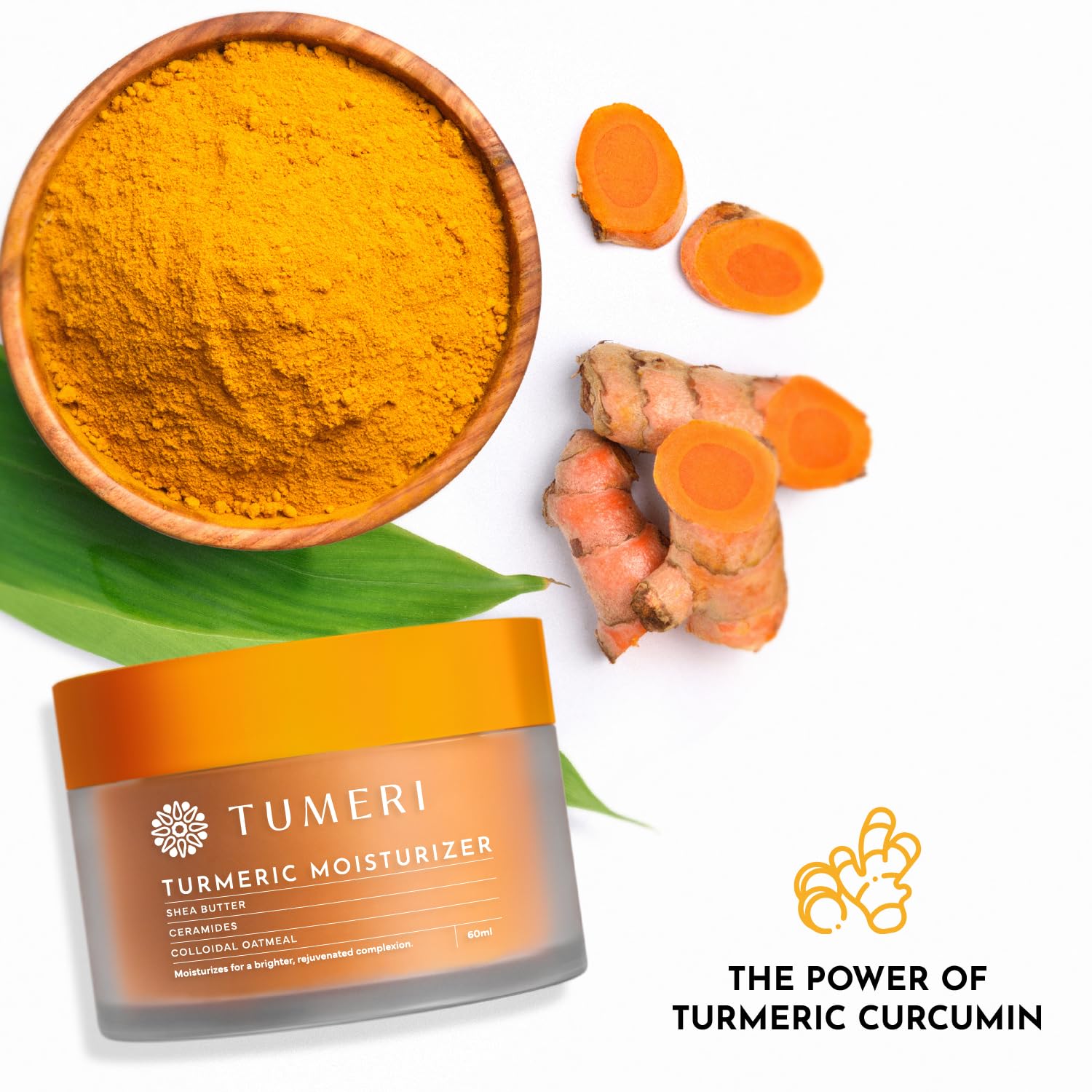 Nourishing Turmeric Moisturizer Cream for Face and Body - Hydrating and Revitalizing Formula with Shea Butter and Colloidal Oatmeal - 60 ml