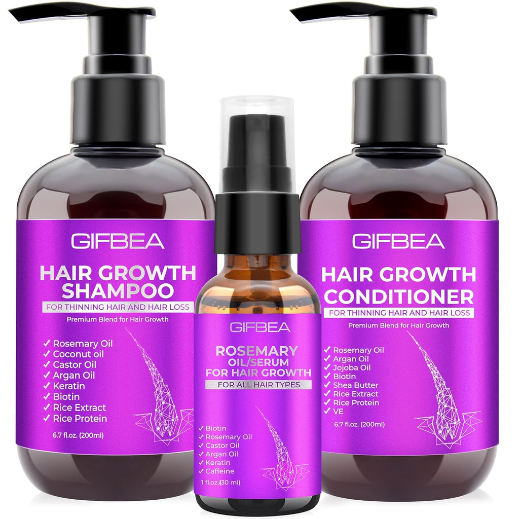 Revitalize Your Hair with Our Ultimate Hair Growth Shampoo and Conditioner Set - Infused with Rosemary, Biotin, Argan, and Castor Oils for Thinning, Damaged, and Curly Hair
