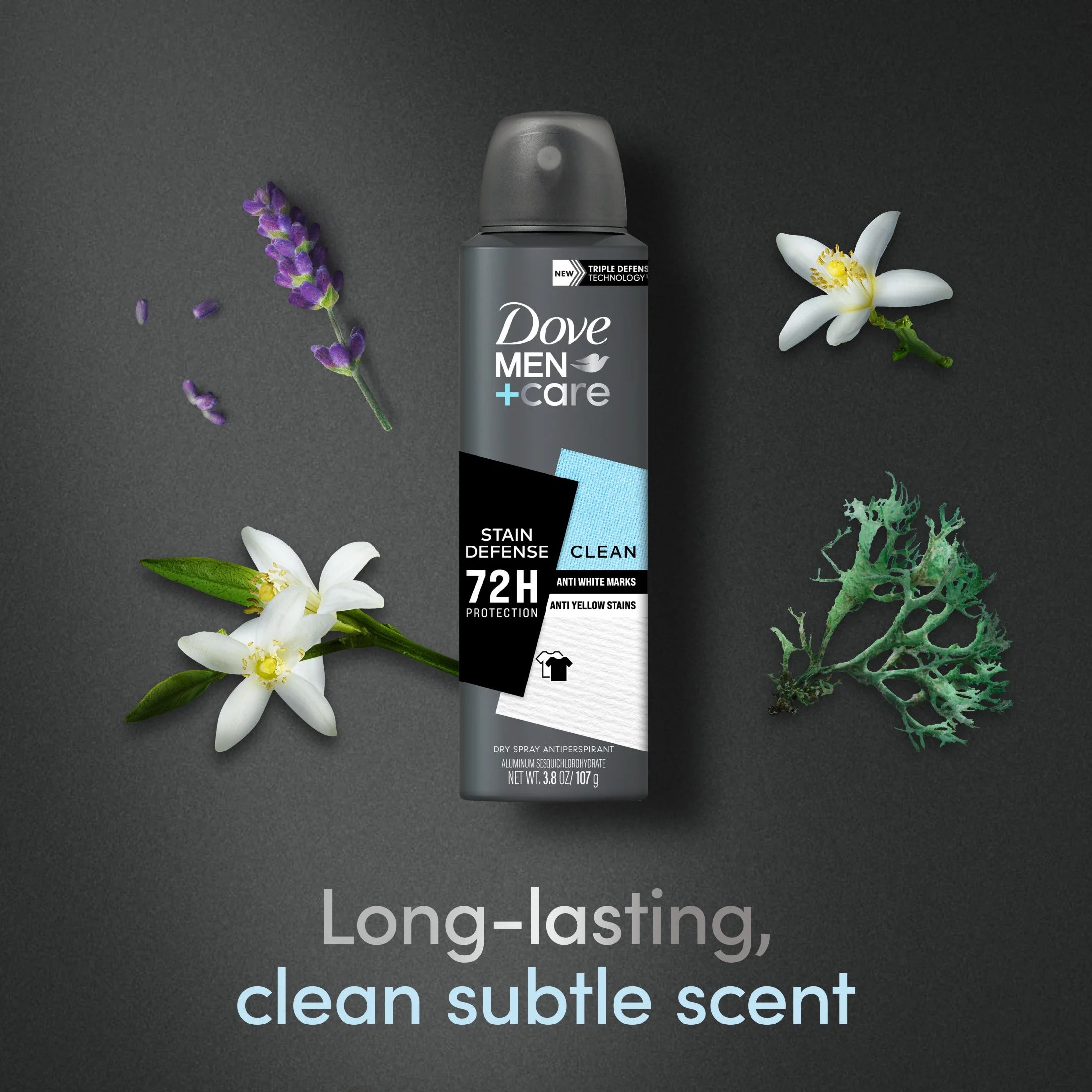 Stain Defense Long Lasting Men'S Antiperspirant Deodorant Dry Spray, Clean, 3.8 Oz