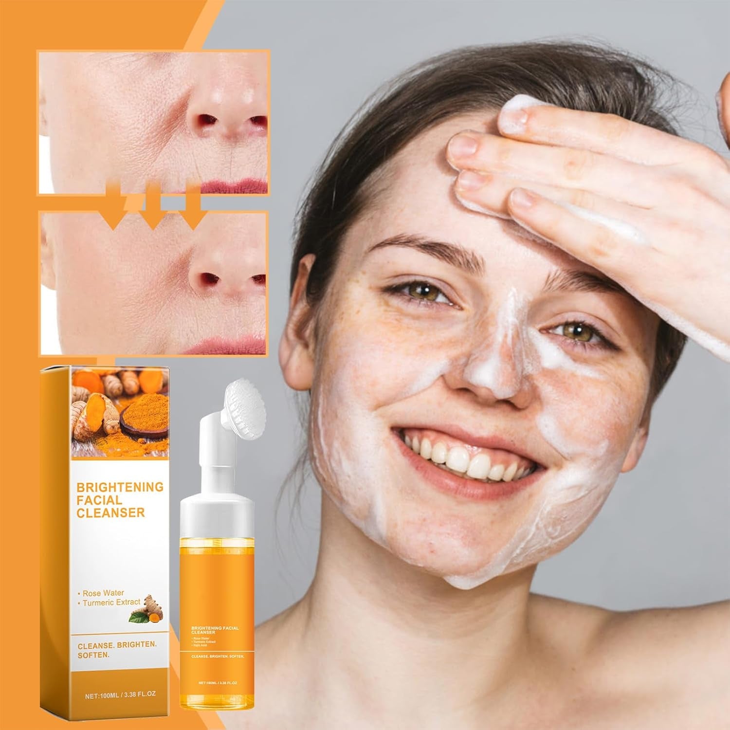 Turmeric Acid Foaming for Deep Cleansing, Hydrating and  Skincare Facials Wash Suitable for All Skin types 1PCS (1)