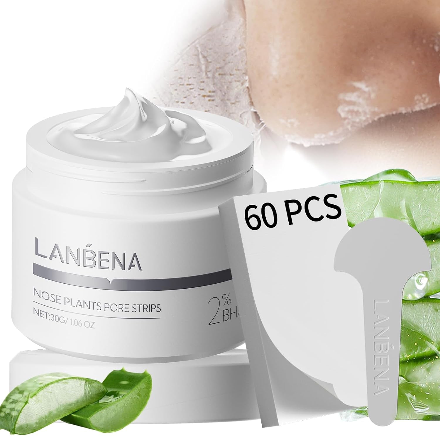 Revitalize Your Skin with LANEBNA Blackhead Remover Nose Pore Strips - 60 Deep Cleansing Strips for All Skin Types