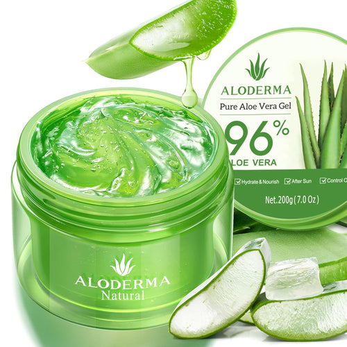 Aloe Vera Gel Made within 12 Hours of Harvest with 96% Pure Organic Aloe Vera for Skin, Scalp, & Hair, Soothing Aloe Face Moisturizer, Multipurpose, Hydrating Aloe Gel, 7.05Oz