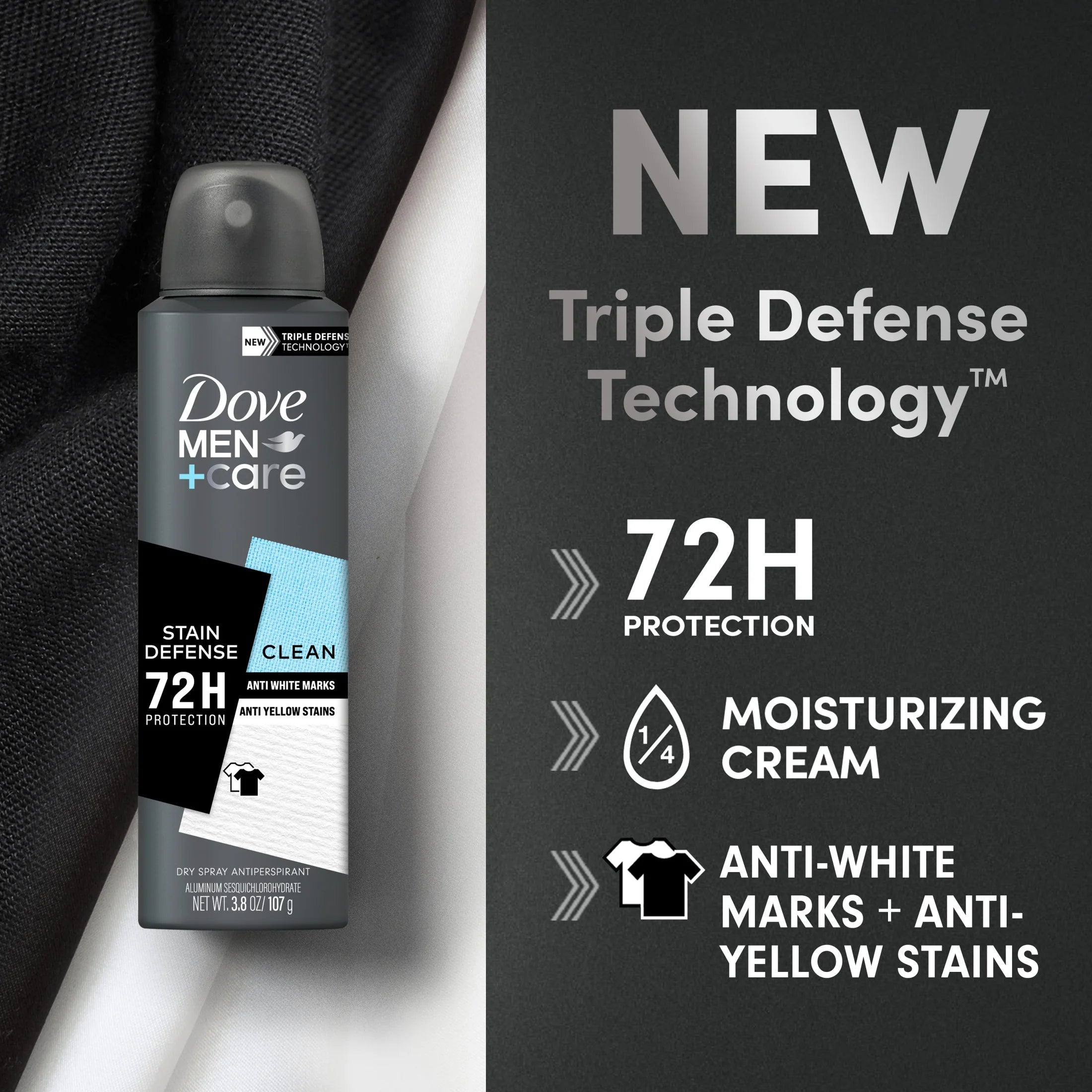 Stain Defense Long Lasting Men'S Antiperspirant Deodorant Dry Spray, Clean, 3.8 Oz