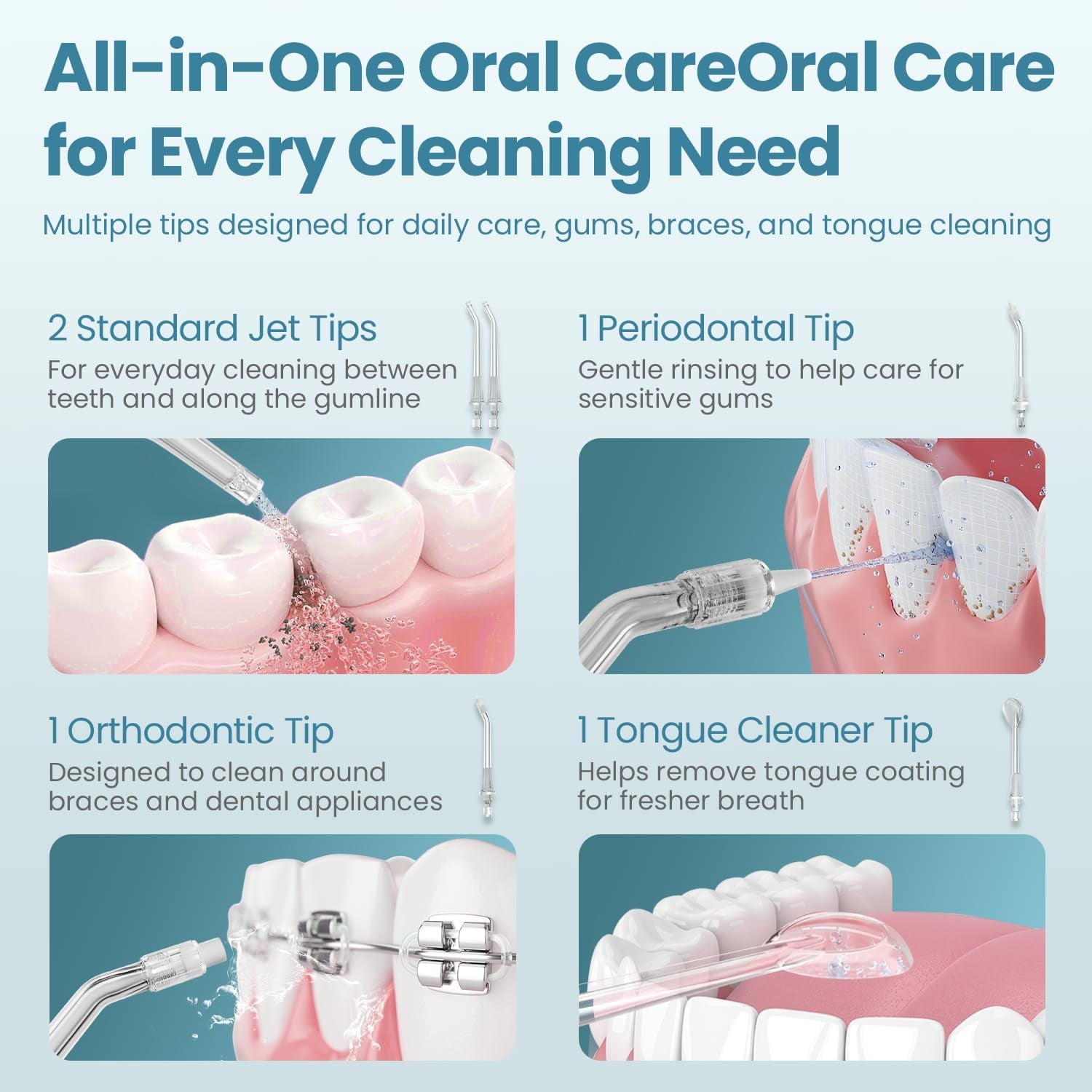 Ultimate Rechargeable Cordless Water Flosser - Adjustable Pressure for Effortless Oral Care at Home or on the Go